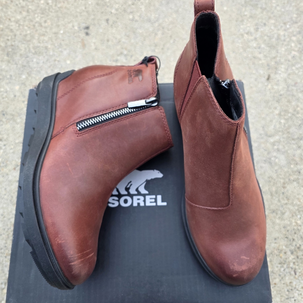 Sorel  Chestnut Leather Ankle Boots Women Size 9